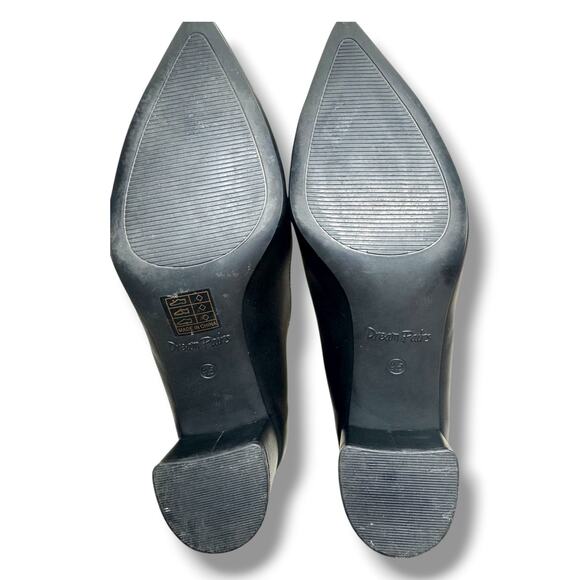 Dream Pairs Black Pointed Toe Pumps Women’s Size 9.5 Block Heel Slip On Shoes - Picture 11 of 11